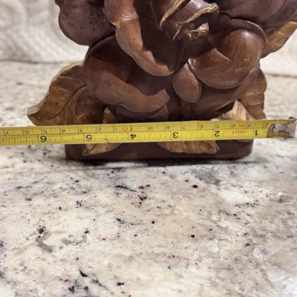Vintage Syroco Wood Style Floral Figural Wild Rose Bookend Decor Flower Gold MCM